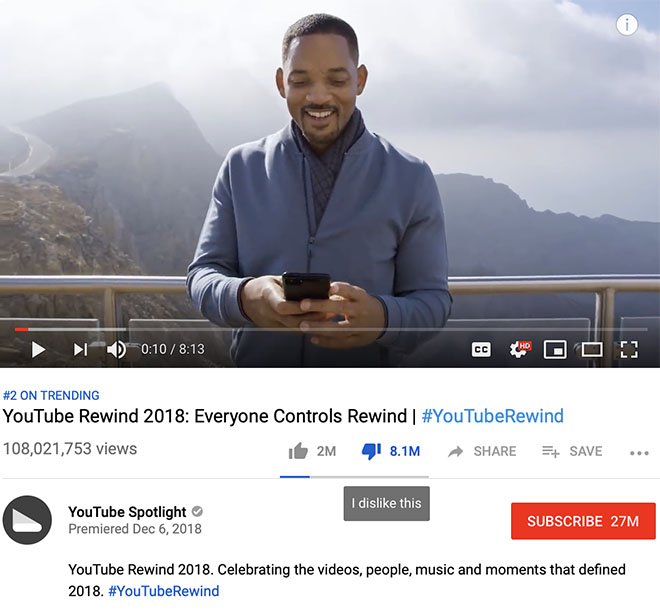 YouTube Rewind Will Smith Fail